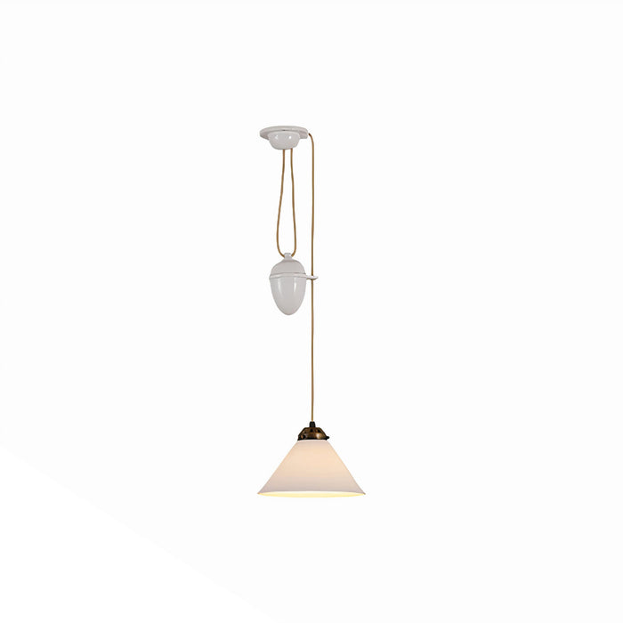 Cobb Pendant Light in Natural White/Antique Brass (Small).