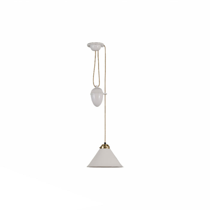 Cobb Pendant Light in Natural White/Satin Brass (Small).