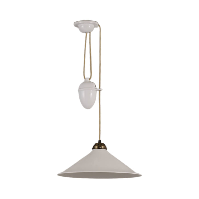 Cobb Pendant Light in Natural White/Antique Brass (Large).