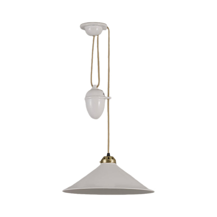 Cobb Pendant Light in Natural White/Satin Brass (Large).