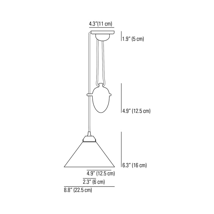 Cobb Pendant Light - line drawing.