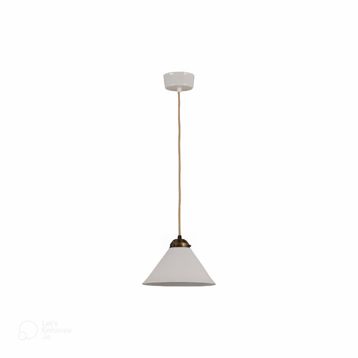 Cobb Plain Pendant Light in Natural White/Antique Brass (Small).