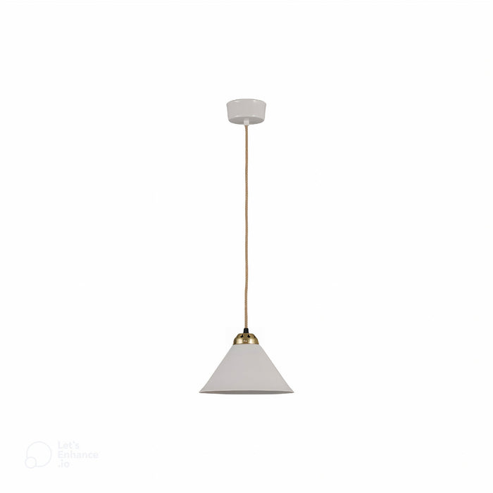 Cobb Plain Pendant Light in Natural White/Satin Brass (Small).