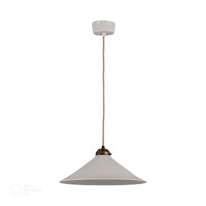 Cobb Plain Pendant Light in Natural White/Antique Brass (Large).