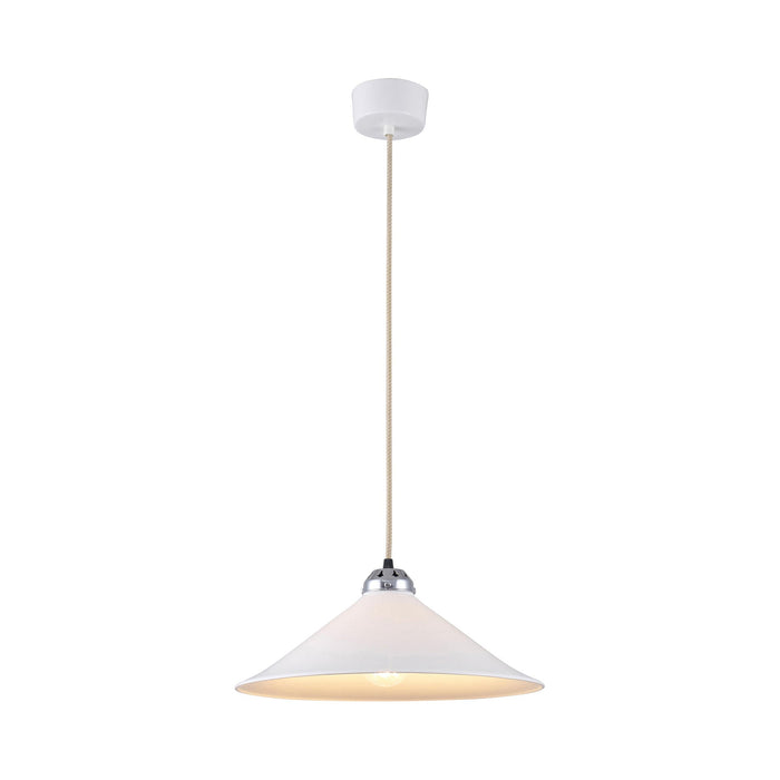 Cobb Plain Pendant Light in Natural White/Chrome (Large).