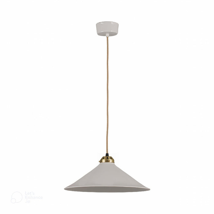 Cobb Plain Pendant Light in Natural White/Satin Brass (Large).