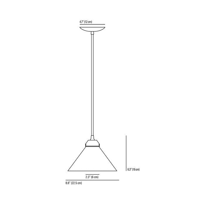 Cobb Plain Pendant Light - line drawing.