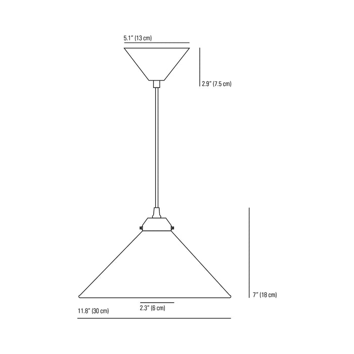 Conical Prismatic Pendant Light - line drawing.