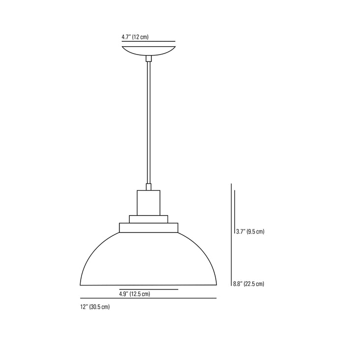 Cosmo Pendant Light - line drawing.