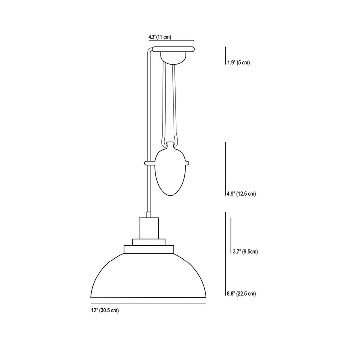 Cosmo Rise And Fall Pendant Light - line drawing.