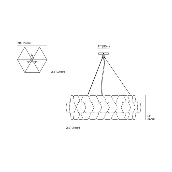 Cranton Pendant Light - line drawing.