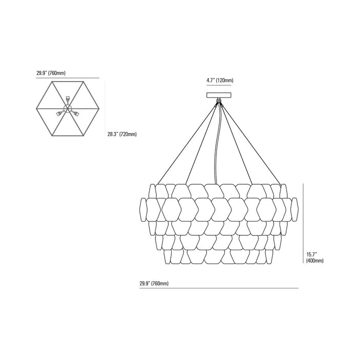 Cranton Pendant Light - line drawing.