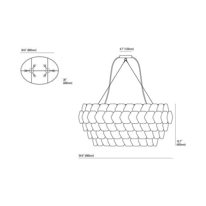 Cranton Pendant Light - line drawing.