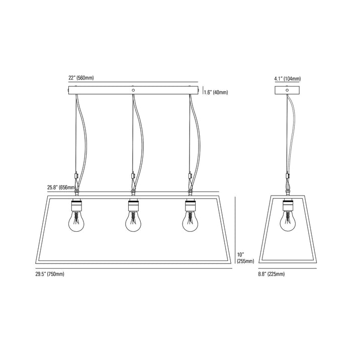 Diner Pendant Light - line drawing.