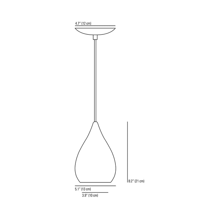 Drop One Pendant Light - line drawing.