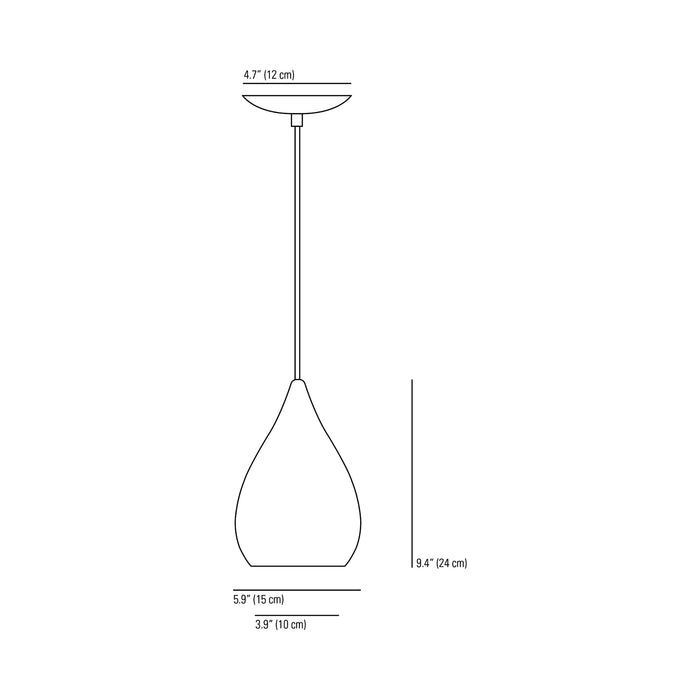 Drop One Pendant Light - line drawing.