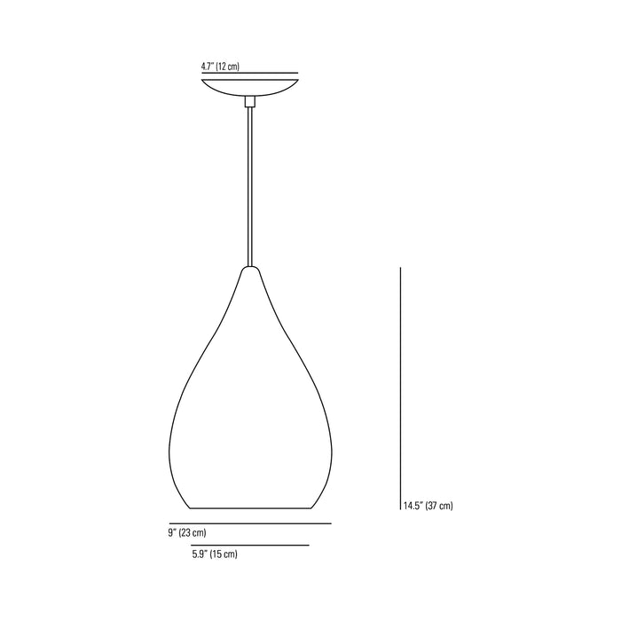 Drop One Pendant Light - line drawing.