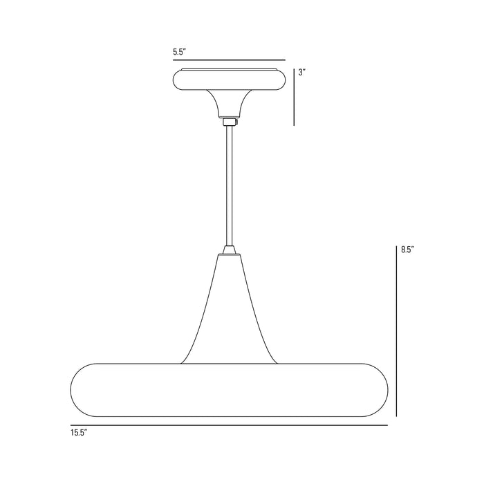 Drop Three Pendant Light - line drawing.