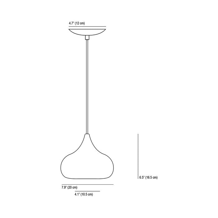 Drop Two Pendant Light - line drawing.