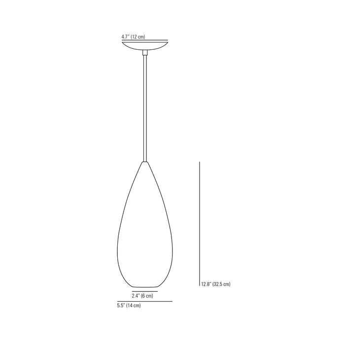 Drop Zero Pendant Light - line drawing.