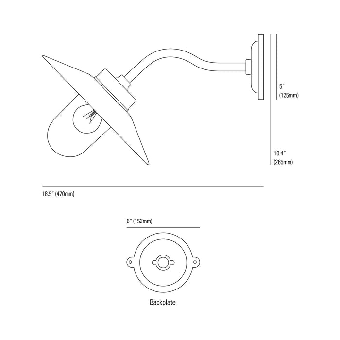 Exterior Bracket Indoor/Outdoor Wall Light - line drawing.