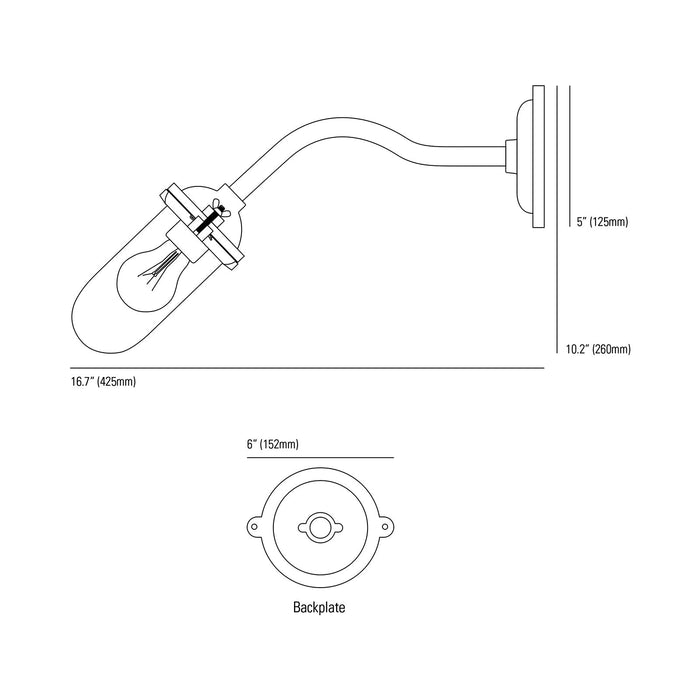 Exterior Bracket Indoor/Outdoor Wall Light - line drawing.