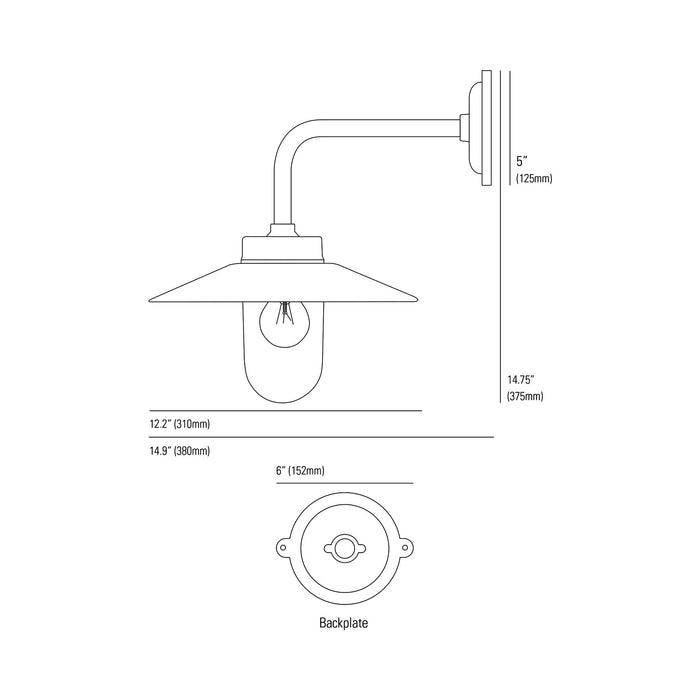 Exterior Bracket Indoor/Outdoor Wall Light - line drawing.