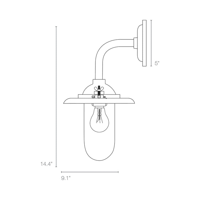 Exterior Bracket Indoor/Outdoor Wall Light - line drawing.