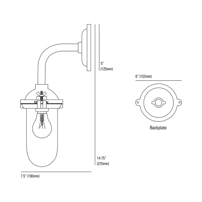 Exterior Bracket Indoor/Outdoor Wall Light - line drawing.