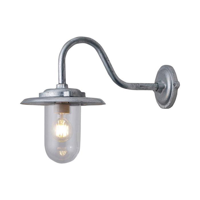 Exterior Bracket Light 1-Light Outdoor Wall Light in Clear Glass/Swan Neck (100W).