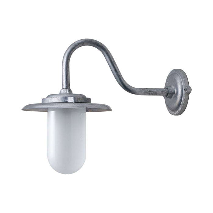 Exterior Bracket Light 1-Light Outdoor Wall Light in Frosted Glass/Swan Neck (100W).