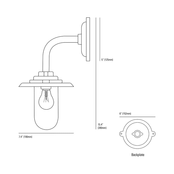 Exterior Bracket Light 1-Light Outdoor Wall Light - line drawing.