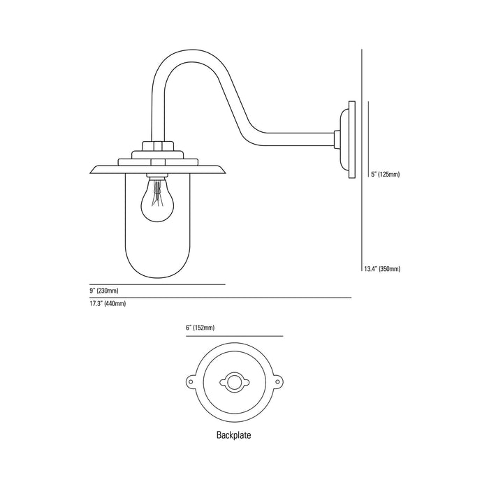 Exterior Bracket Light 1-Light Outdoor Wall Light - line drawing.