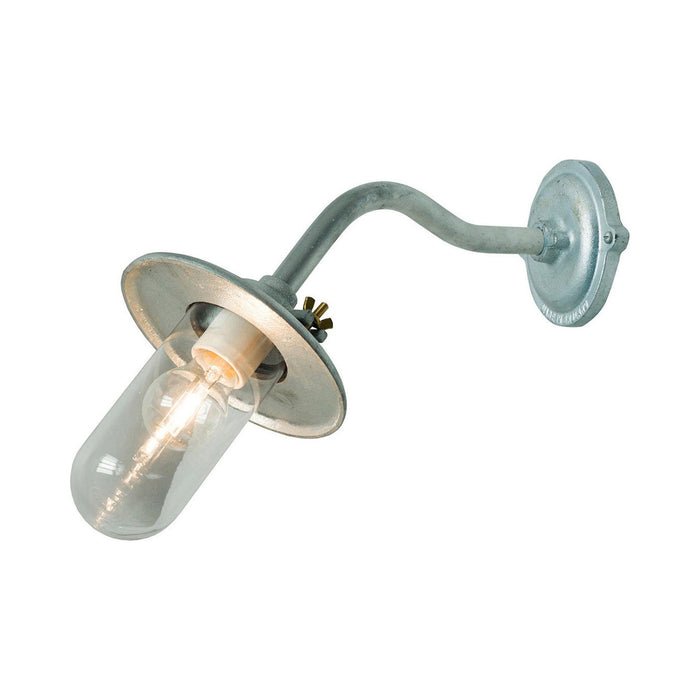 Exterior Bracket Light Indoor/Outdoor Galvanised Wall Light in Clear Glass/Reflector and Swing Bolt/Canted.