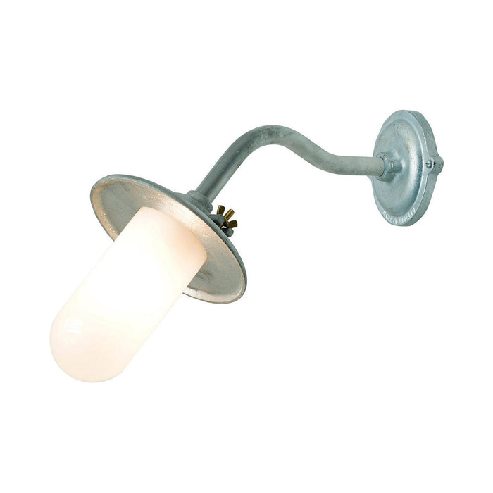 Exterior Bracket Light Indoor/Outdoor Galvanised Wall Light in Frosted Glass/Reflector and Swing Bolt/Canted.