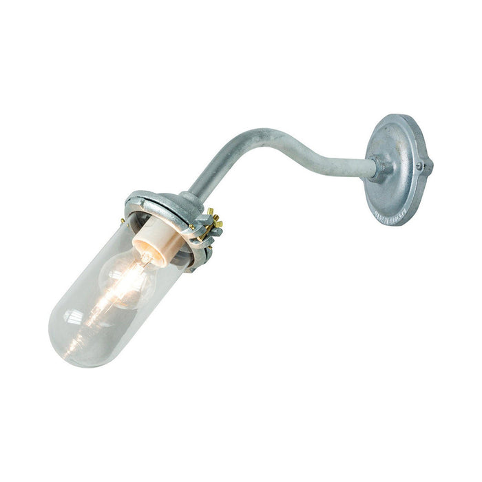 Exterior Bracket Light Indoor/Outdoor Galvanised Wall Light in Clear Glass/Ring and Swing Bolt/Canted.