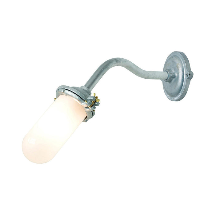 Exterior Bracket Light Indoor/Outdoor Galvanised Wall Light in Frosted Glass/Ring and Swing Bolt/Canted.