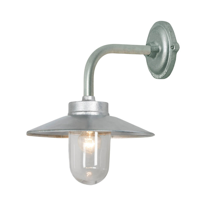 Exterior Bracket Light Indoor/Outdoor Galvanised Wall Light in Clear Glass/Reflector/Right Angle.