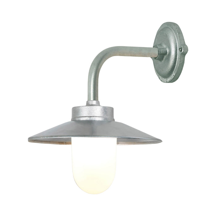 Exterior Bracket Light Indoor/Outdoor Galvanised Wall Light in Frosted Glass/Reflector/Right Angle.