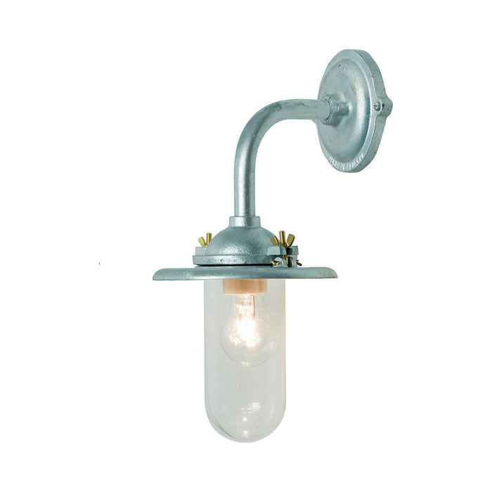 Exterior Bracket Light Indoor/Outdoor Galvanised Wall Light in Clear Glass/Reflector and Swing Bolt/Right Angle.