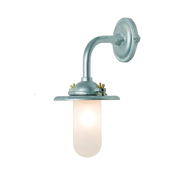 Exterior Bracket Light Indoor/Outdoor Galvanised Wall Light in Frosted Glass/Reflector and Swing Bolt/Right Angle.