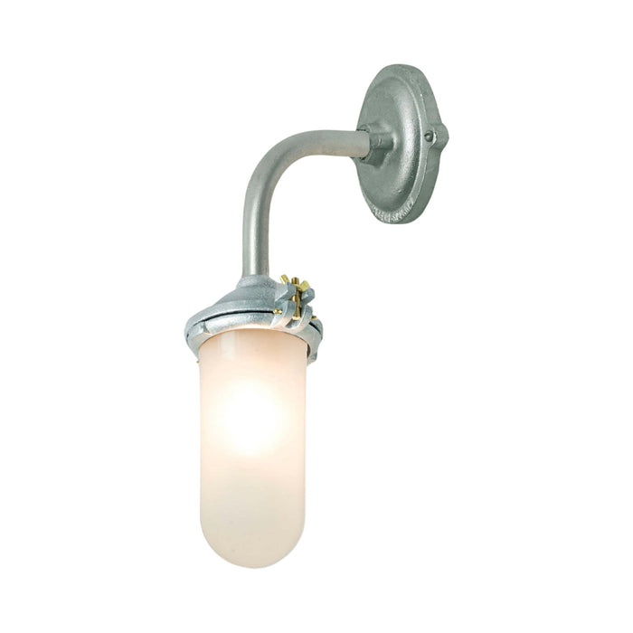 Exterior Bracket Light Indoor/Outdoor Galvanised Wall Light in Frost Glass/Ring and Swing Bolt/Right Angle.