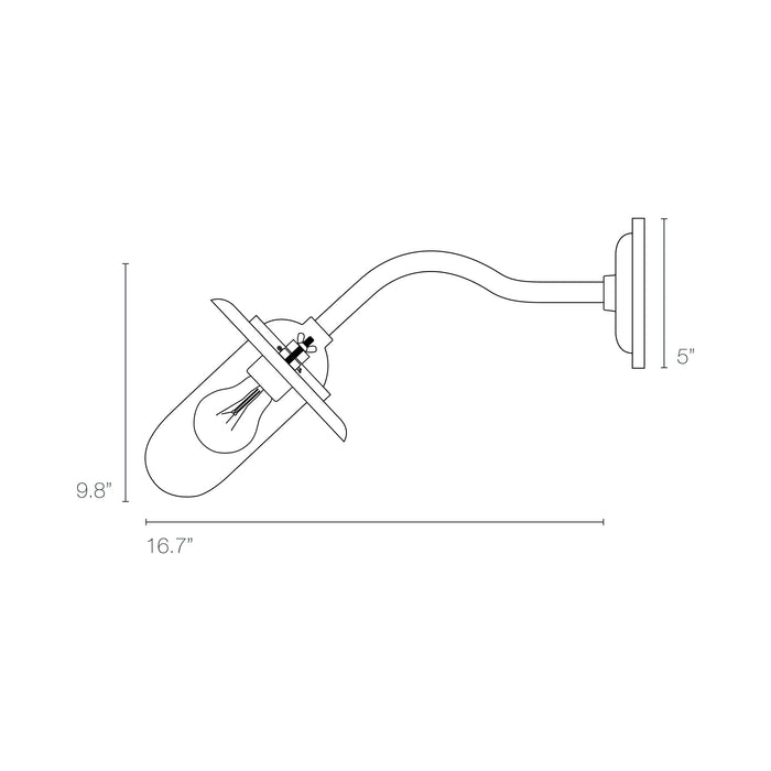 Exterior Bracket Light Indoor/Outdoor Galvanised Wall Light - line drawing.