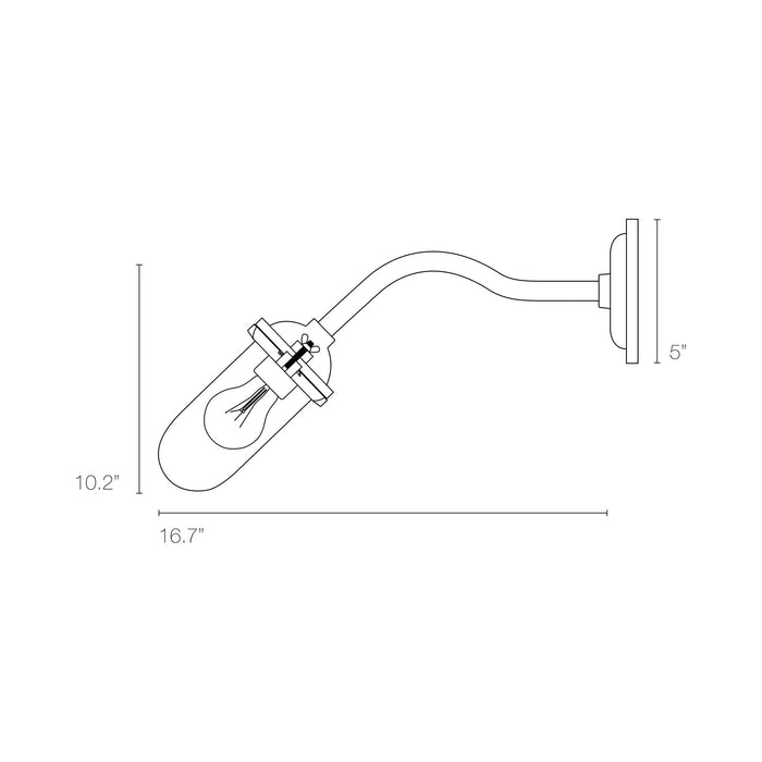 Exterior Bracket Light Indoor/Outdoor Galvanised Wall Light - line drawing.