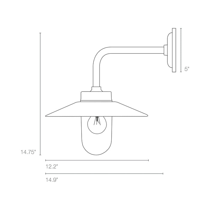 Exterior Bracket Light Indoor/Outdoor Galvanised Wall Light - line drawing.