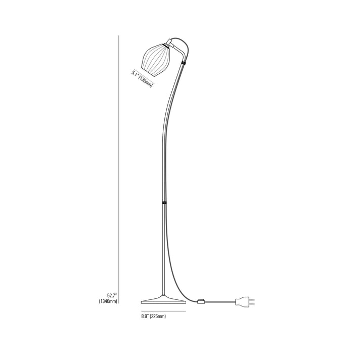 Fin Floor Lamp - line drawing.