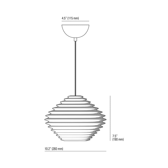 Fin Horizontal Pendant Light - line drawing.