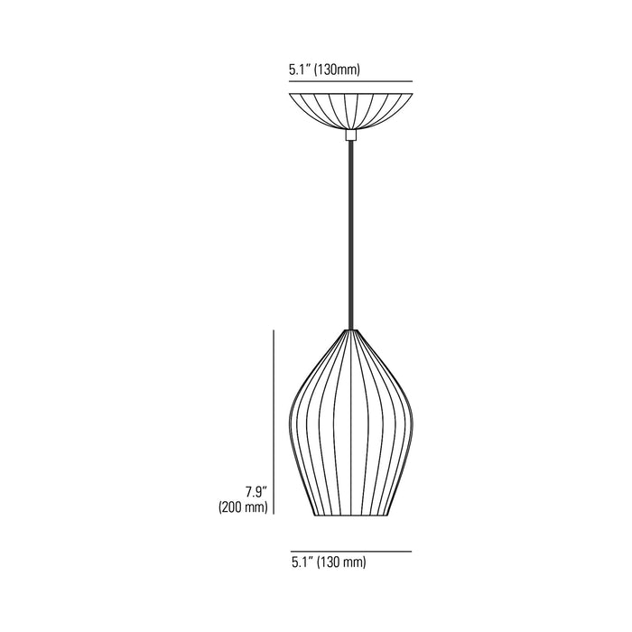 Fin Pendant Light - line drawing.