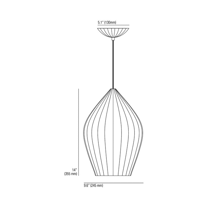 Fin Pendant Light - line drawing.