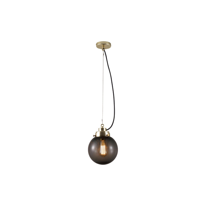 Globe Pendant Light in Anthracite/Brass (Small).